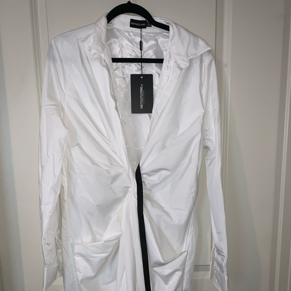 Plunge Knot Shirt Dress